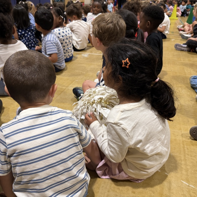pep rally students sitting on gym floor