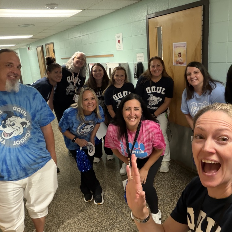 school spirit selfie with staff members