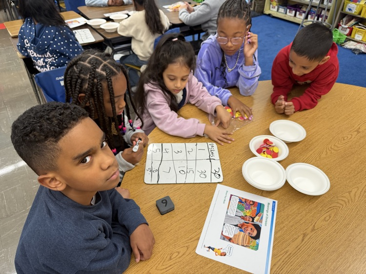Students working on math together