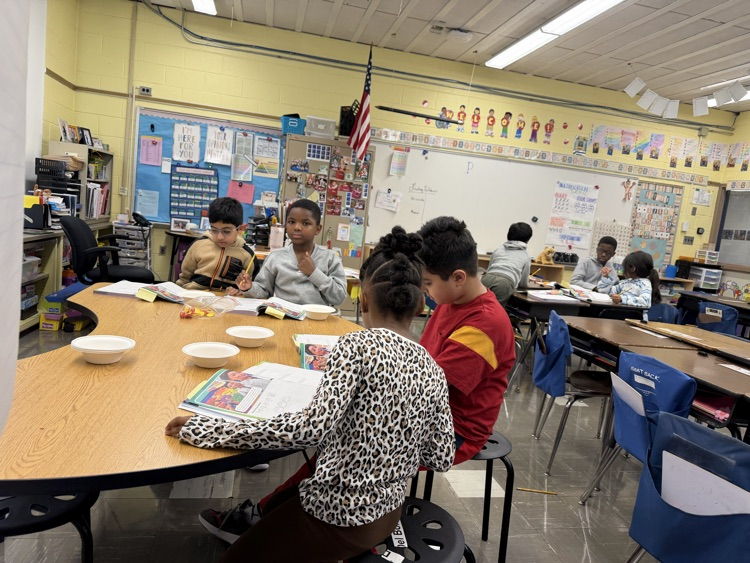 Students working on math together