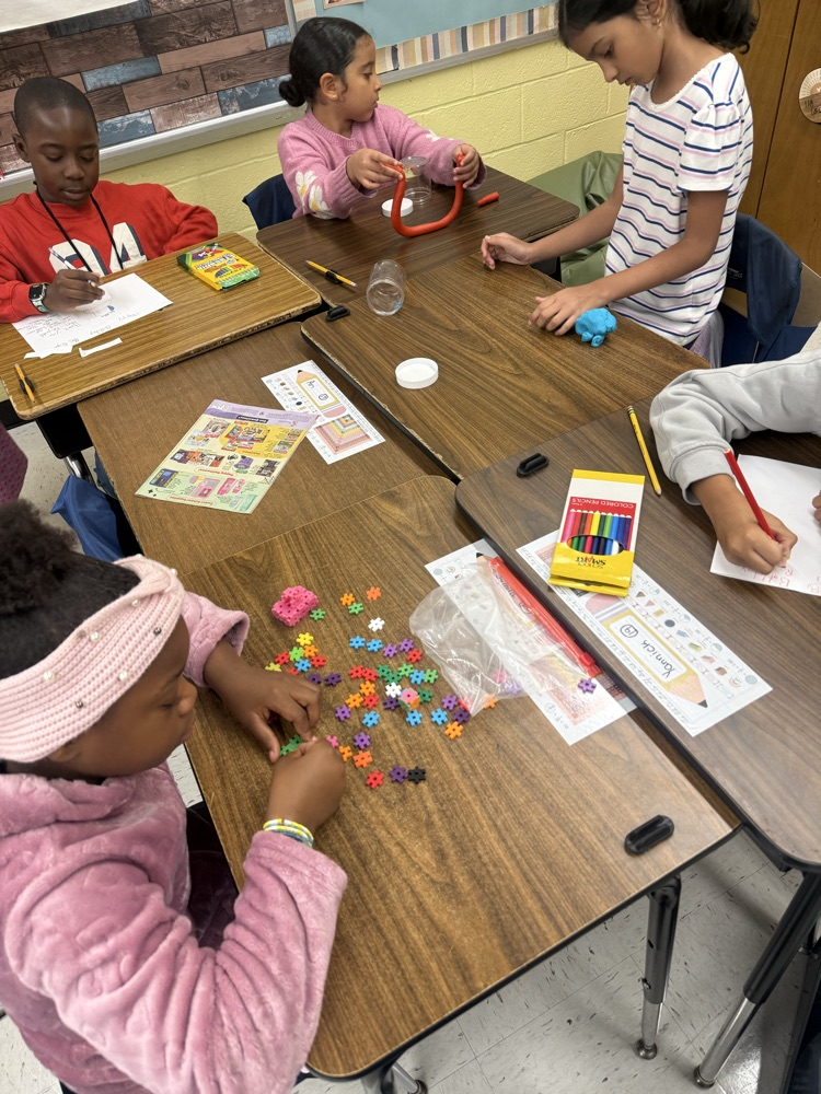 kids at work on stem activities