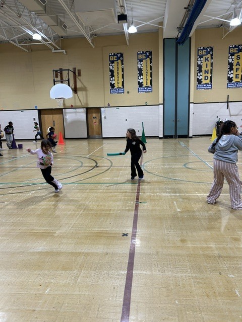 Kids playing ball in the gymnasium