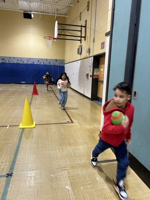 Kids playing ball in the gymnasium