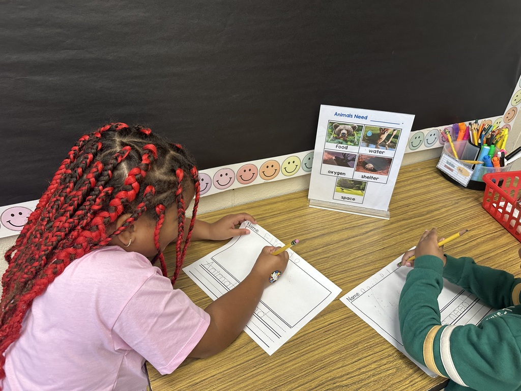 Students working in workstations.
