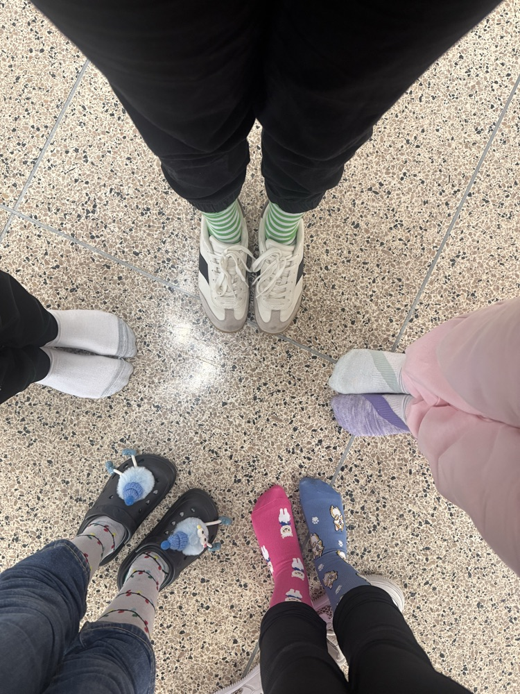 crazy sock day! photo of kids feet in crazy socks