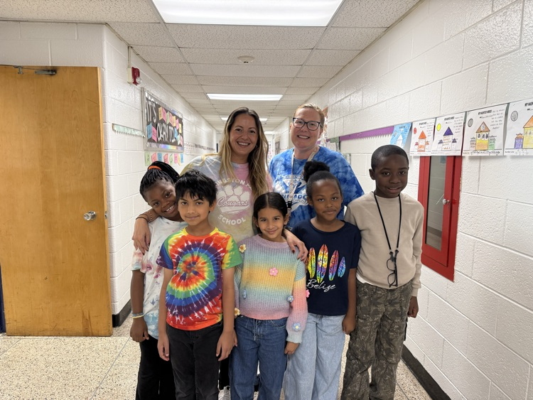Teachers and students on tye-die day