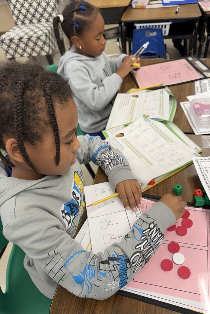 Students working on math activity