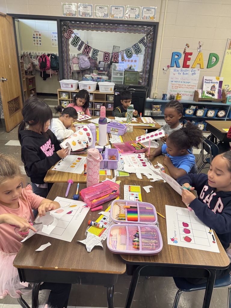 Students cutting and using ten frames