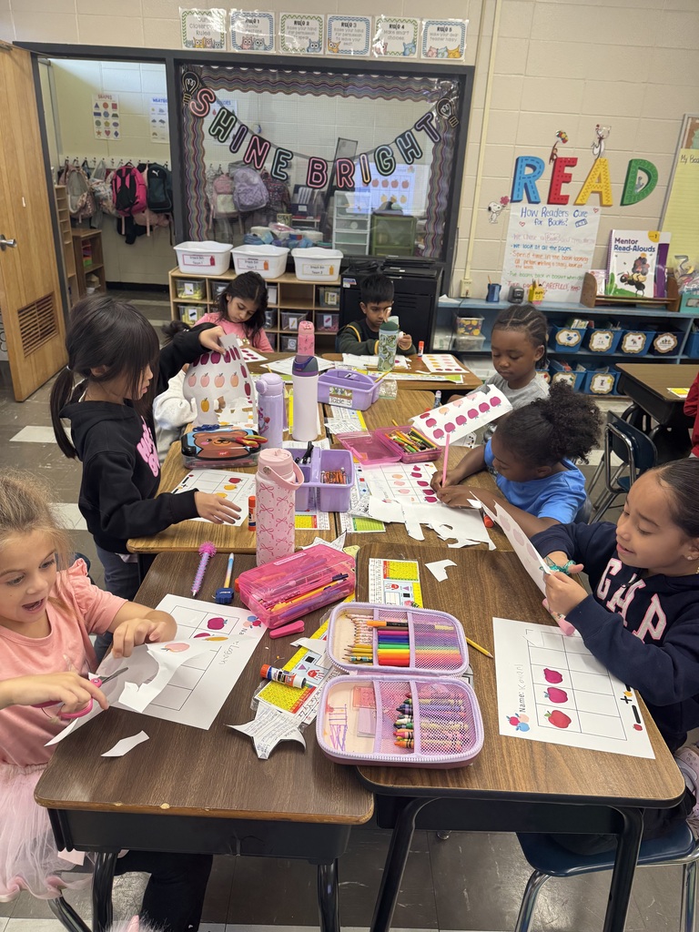 Students cutting and using ten frames