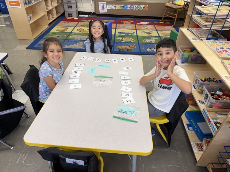 Students practicing the letters of their first name