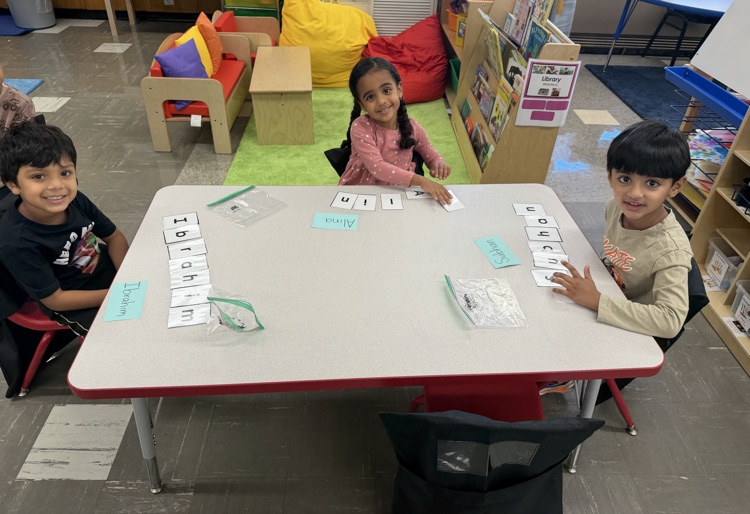 Students practicing the letters of their first name