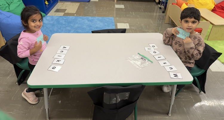 Students practicing the letters of their first name