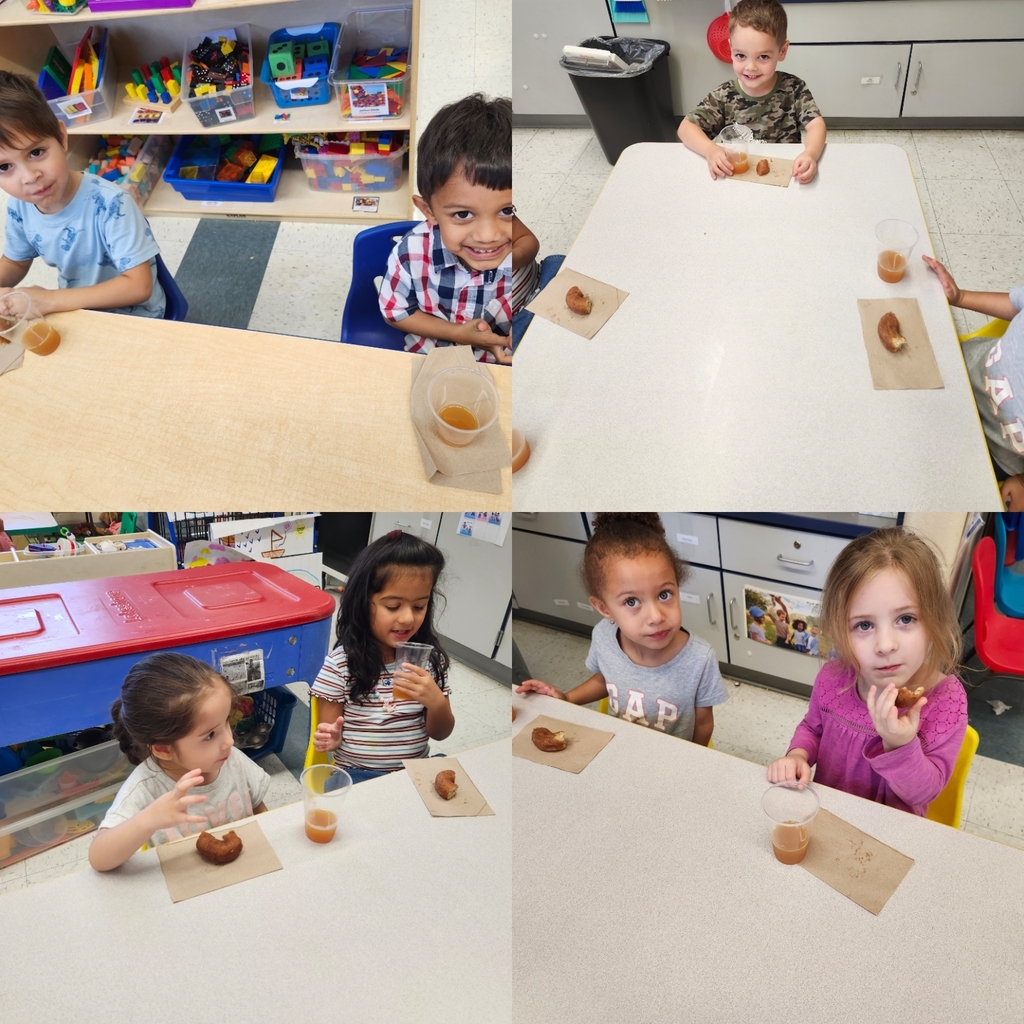 Students Eating Apple Donuts & Juice