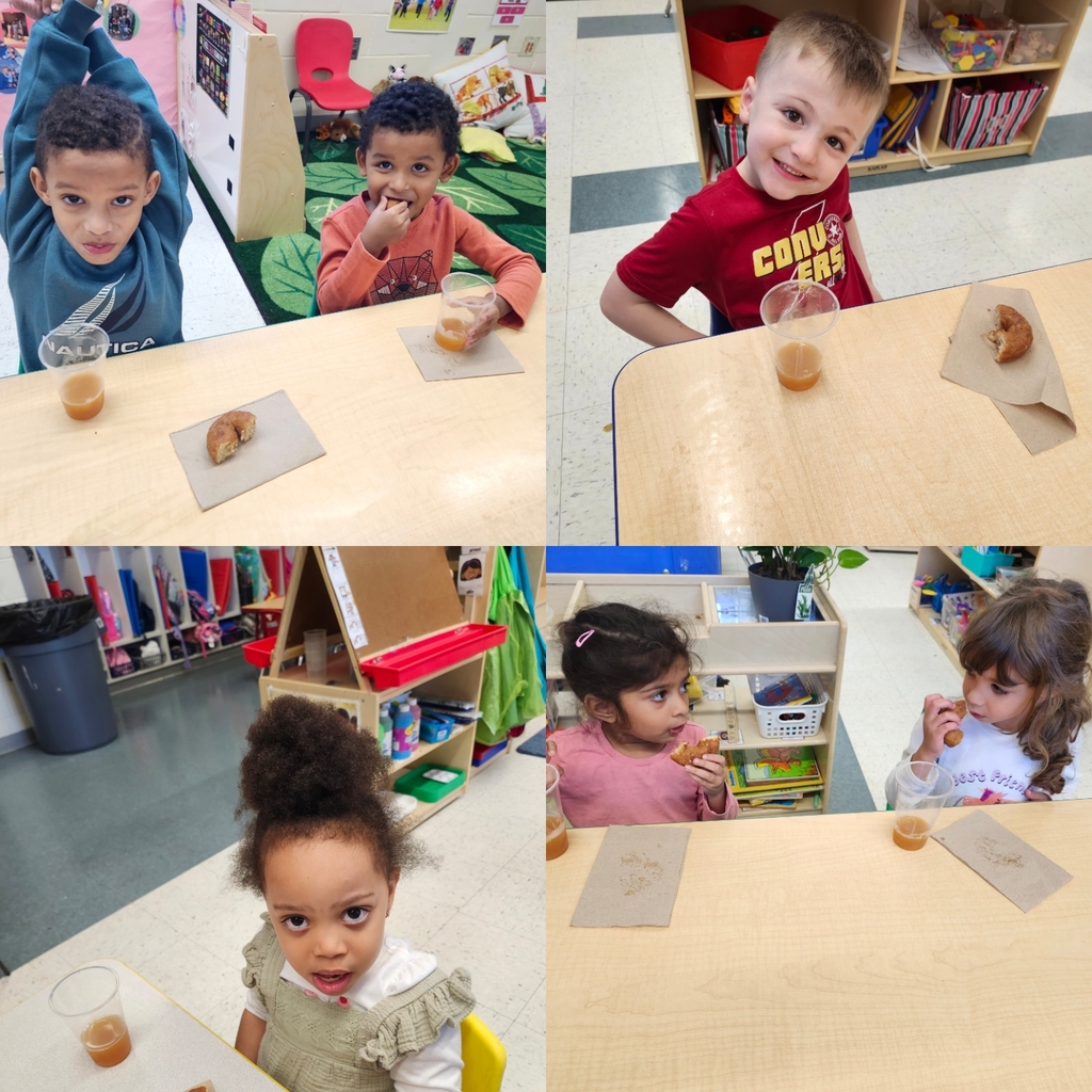 Students Eating Apple Donuts & Juice