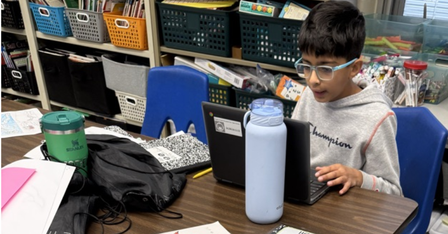Student working on computer