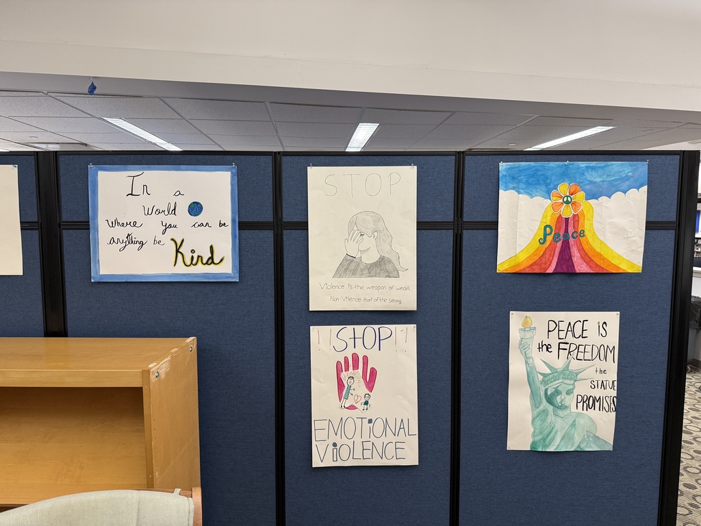 Posters promoting peace, displayed in the MRC