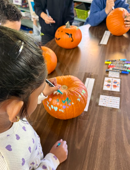 Decorating our pumpkins