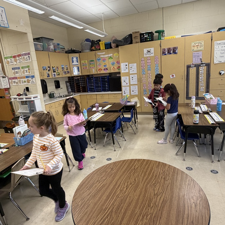 Students doing a vocab activity in the classroom