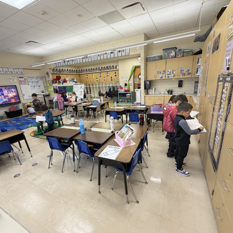 Students doing a vocab activity in the classroom