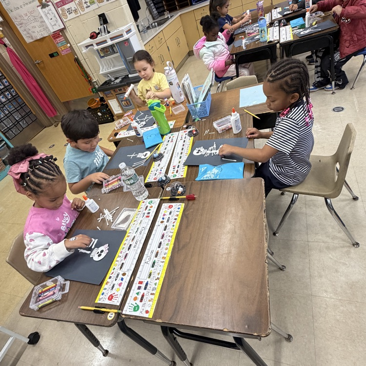 Students doing a vocab activity in the classroom