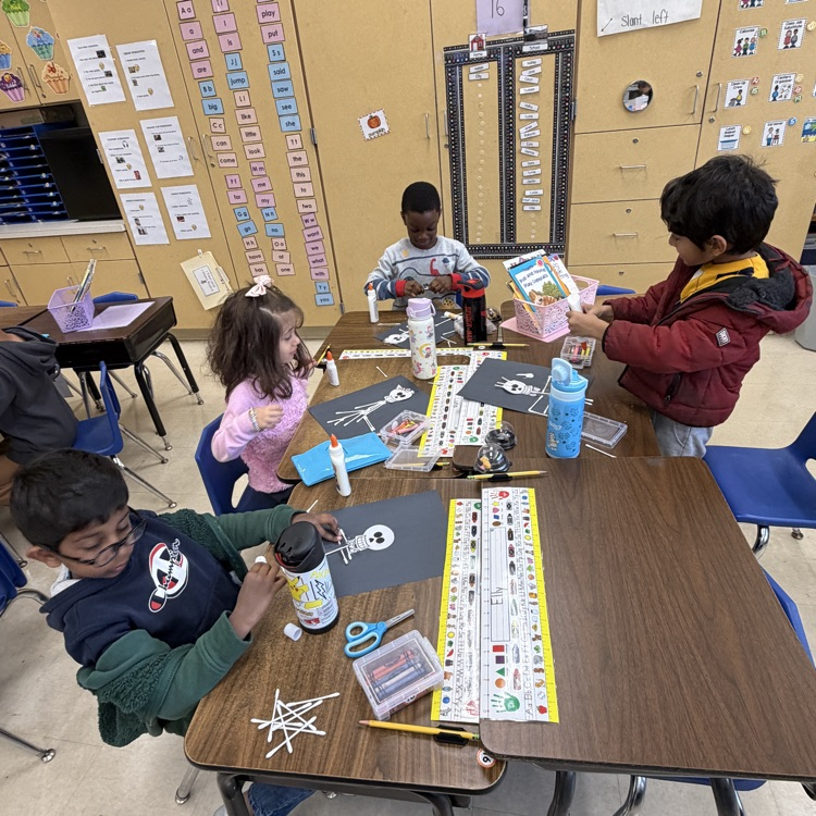 Students doing a vocab activity in the classroom