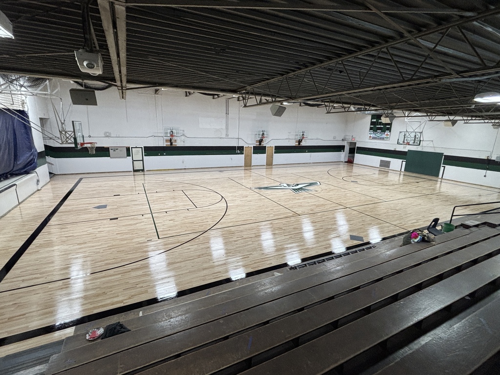 Top view of the new middle school gym floor. 