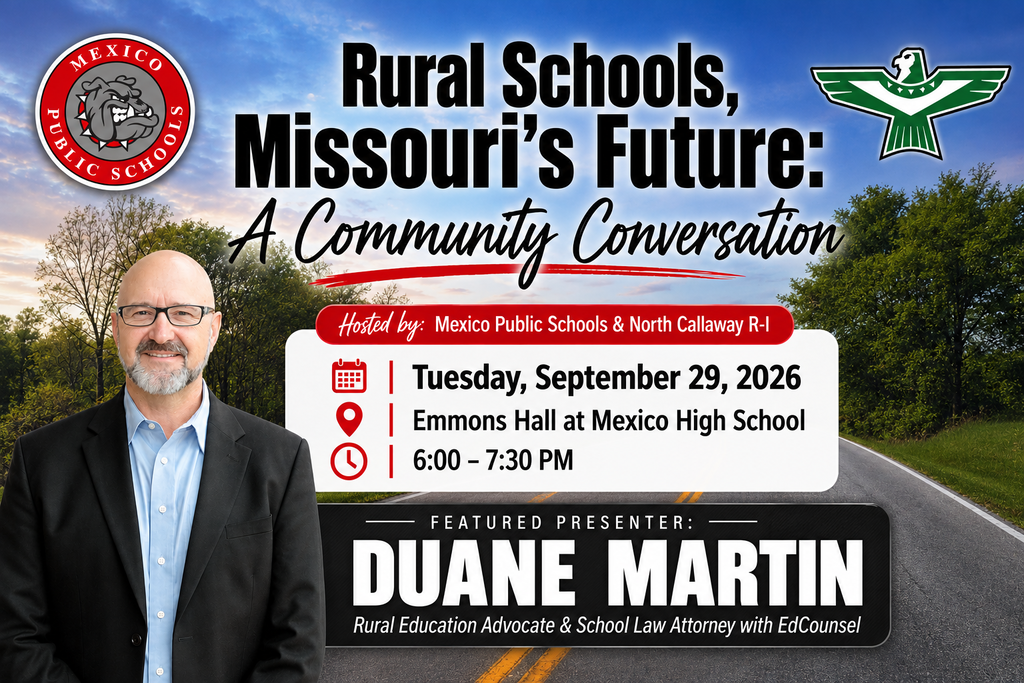 Rural Schools Community Conversation, Tuesday Sept 29 at Emmons Hall in Mexico, MO. From 6:00 - 7:30 p.m.