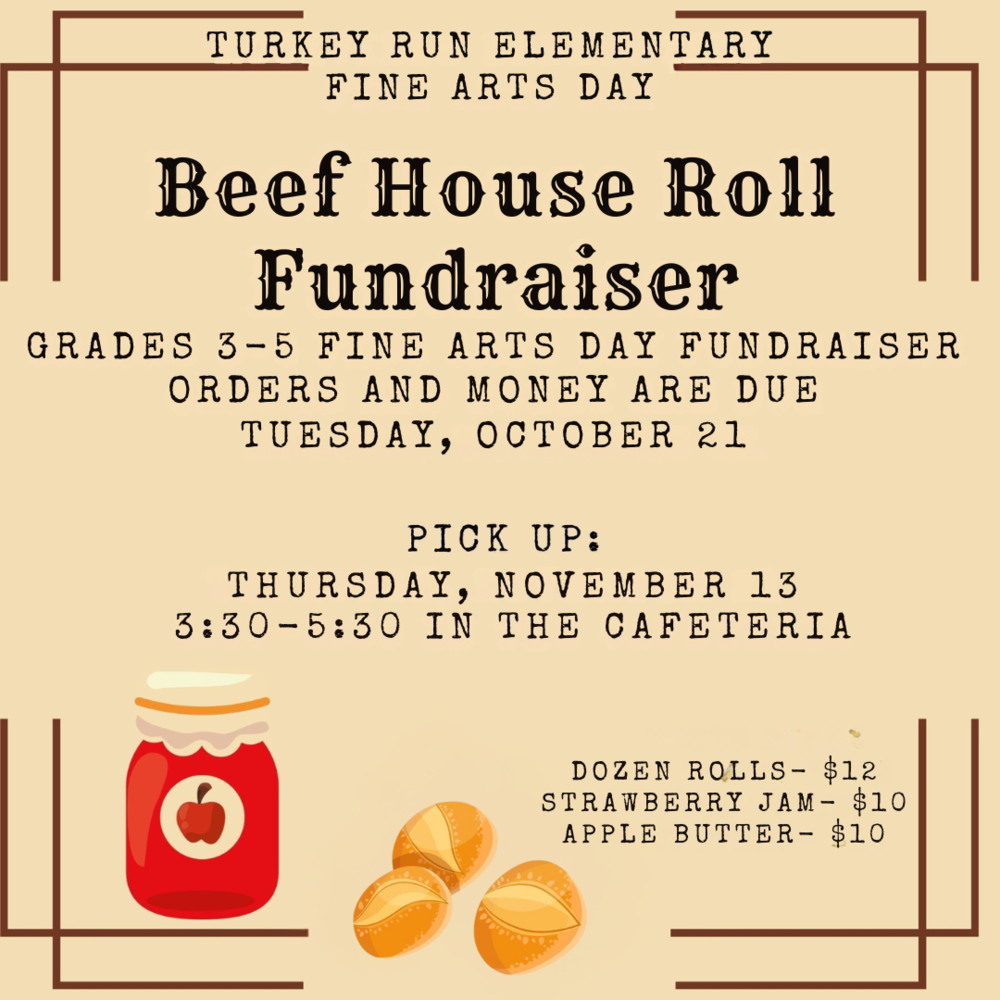 graphic with clipart of jam jar and yeast rolls and information for the Beef House rolls fundraiser