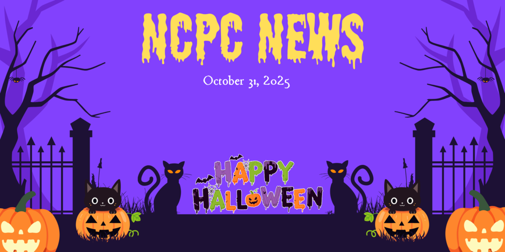 graphic with halloween clip art and the words NCPC news October 31, 2025