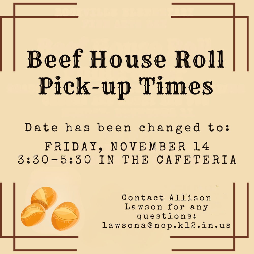 graphic with a clipart of dinner roles and information for roll pick up times