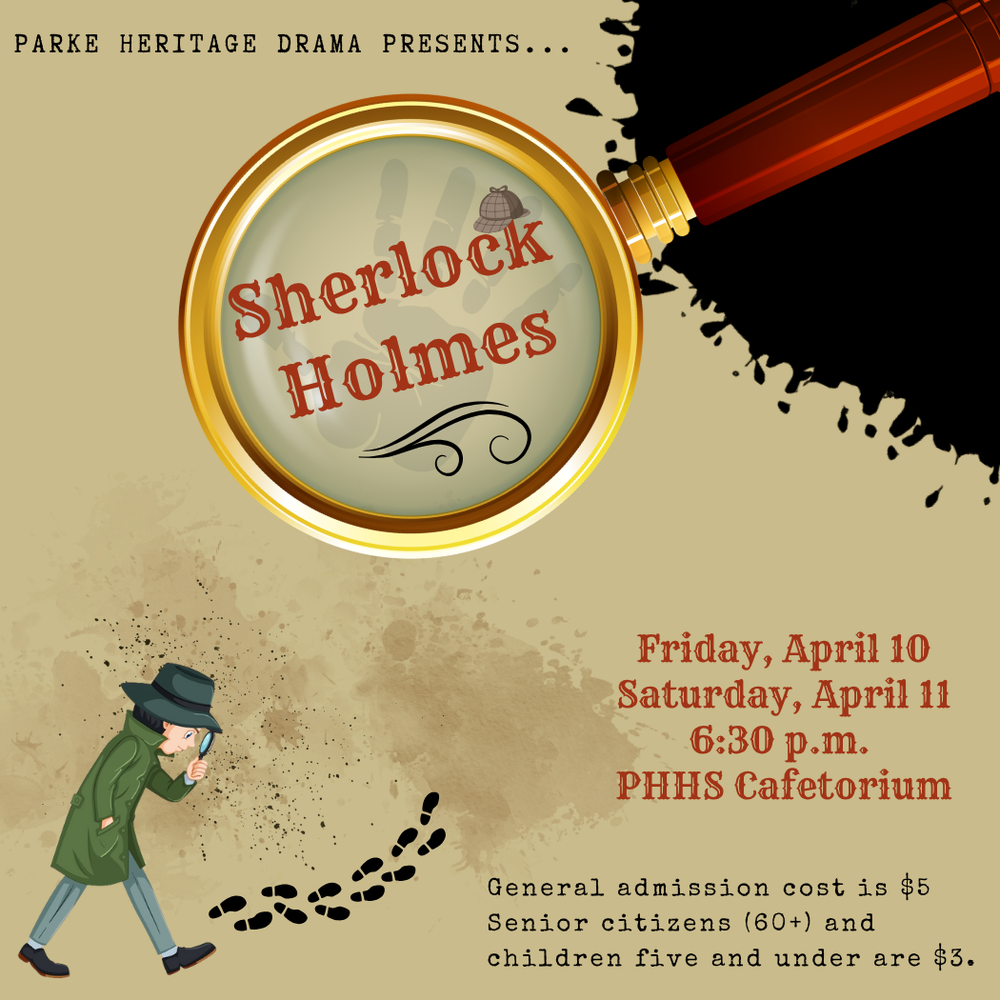 graphic with an magnifying glass and detective clipart and information for the drama play