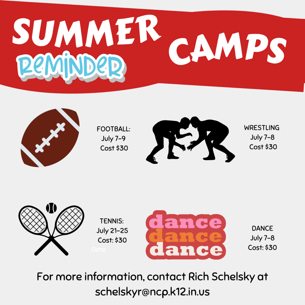 graphic with dates of summer camps for athletes