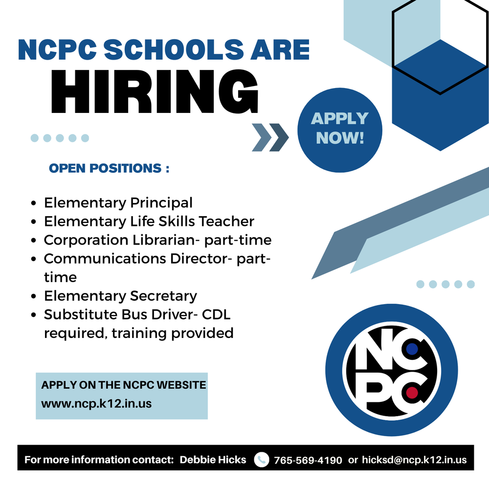 graphic with NCPC logo and other shapes and information for employment opportunities