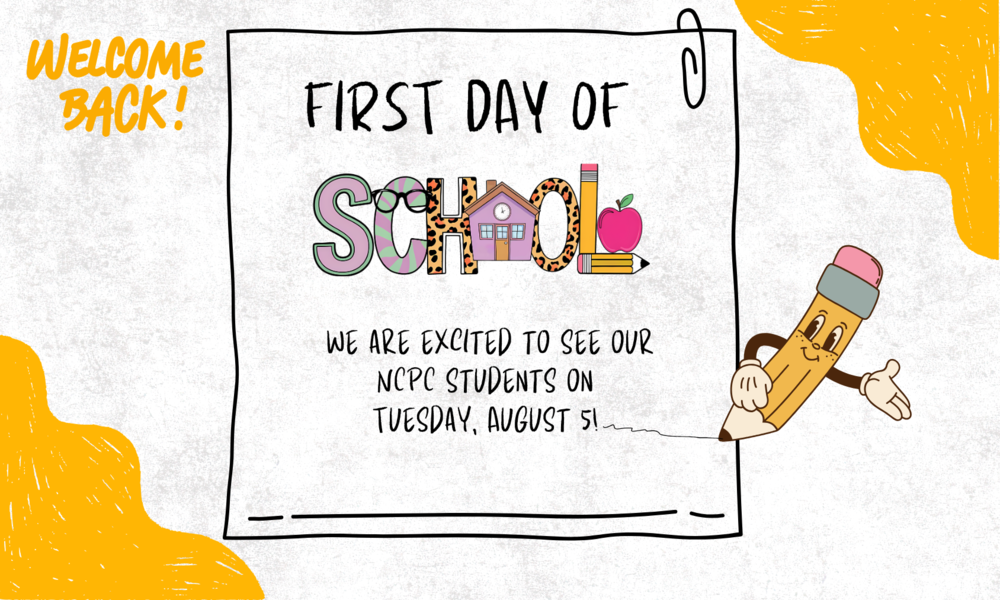 graphic welcoming students to the first day of school