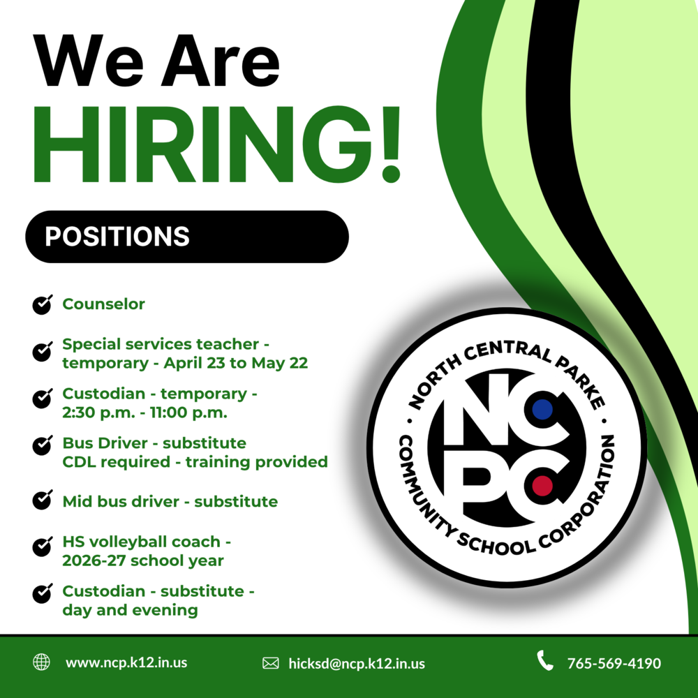 graphic with the NCPC logo and information for current employment openings