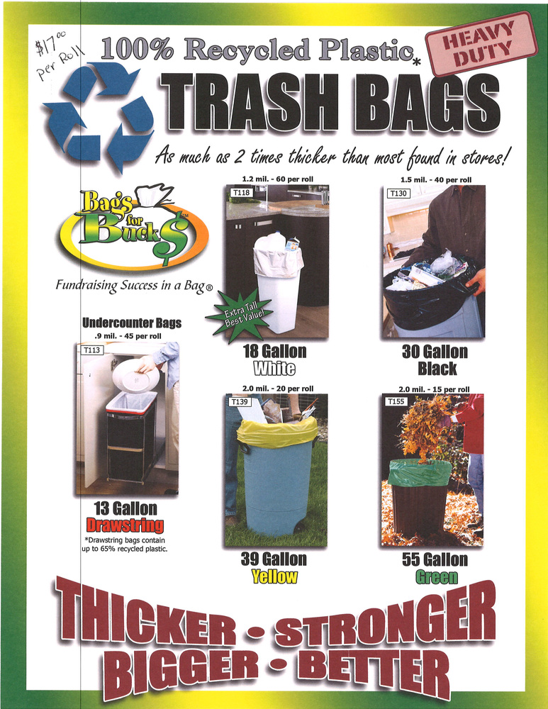 photo with information for trash bag sales