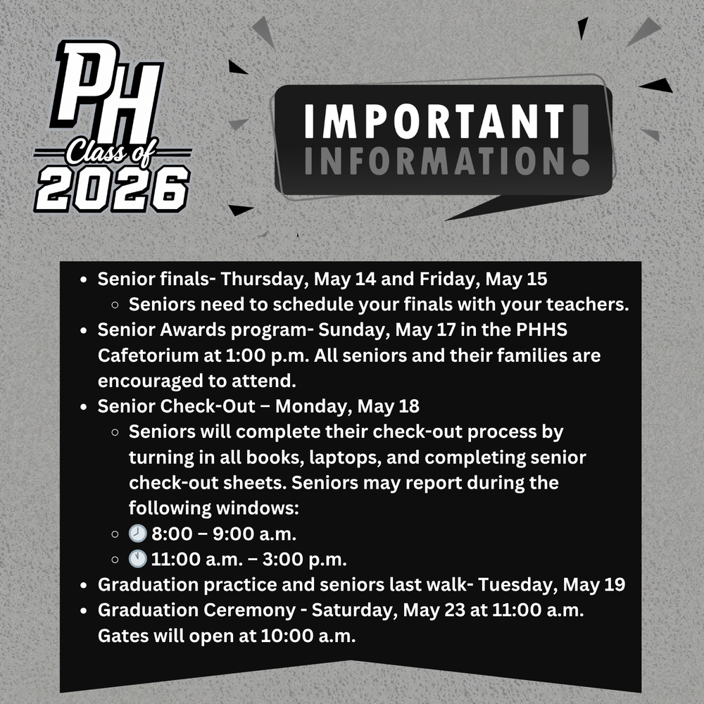 graphic with PH logo and information for the Class of 2026
