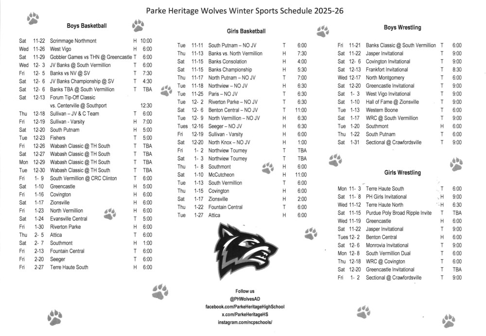 winter sports schedule