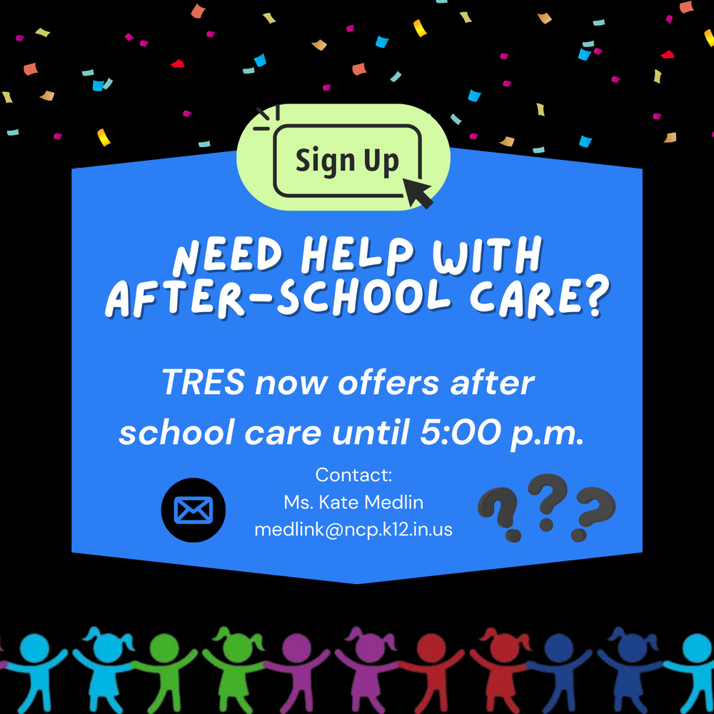 graphic with a children border and information about after-school care