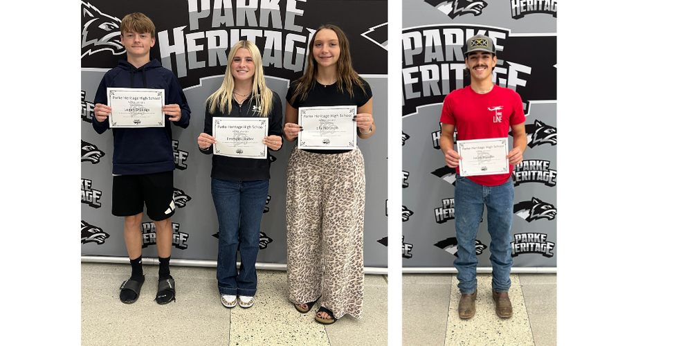 two photos side by side with students holding certificates