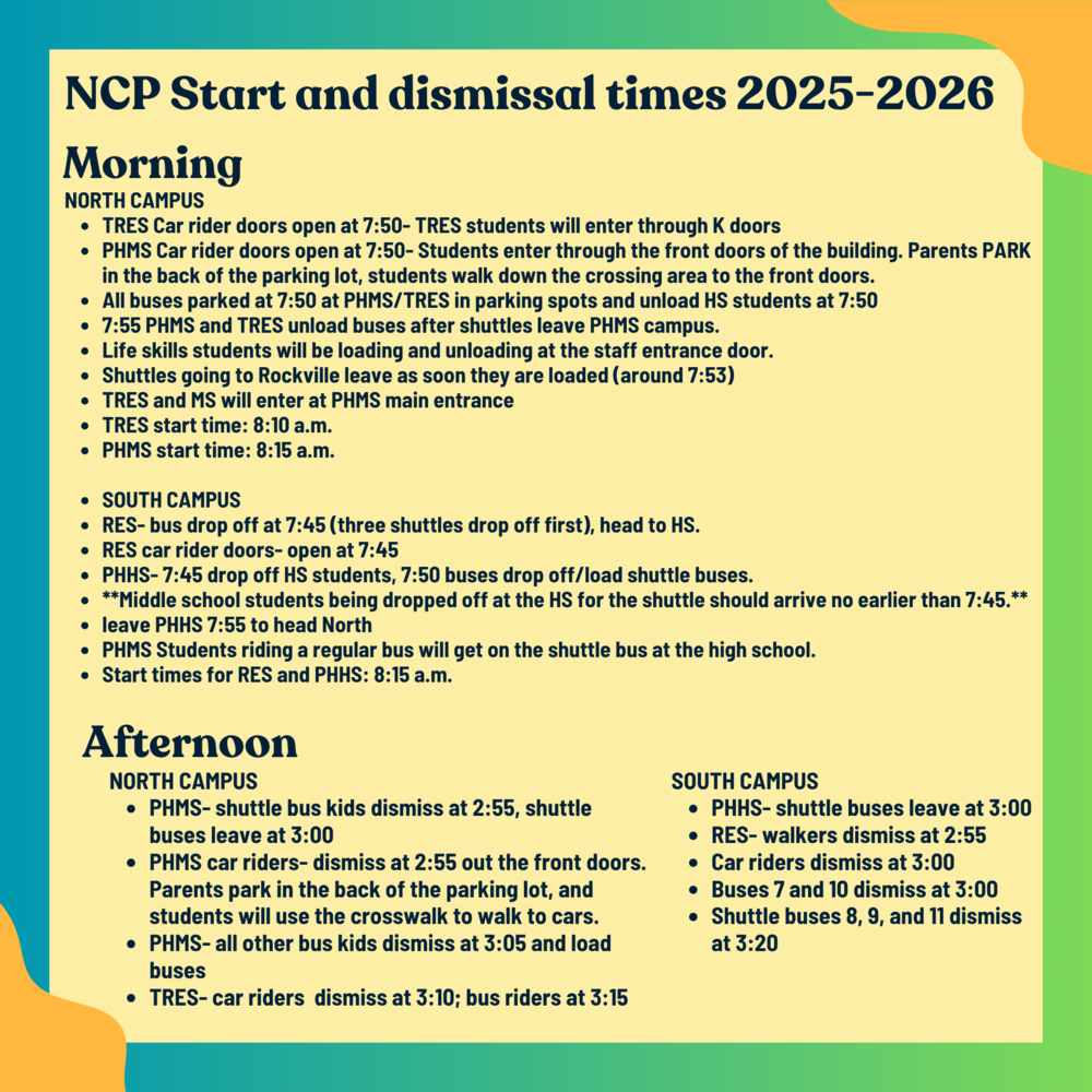 graphic showing morning start and afternoon start times