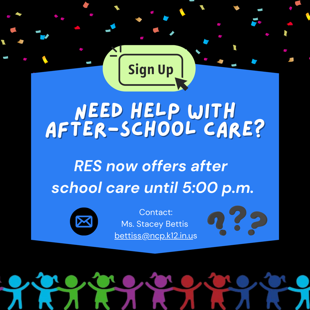 graphic with children border and information about after-school care