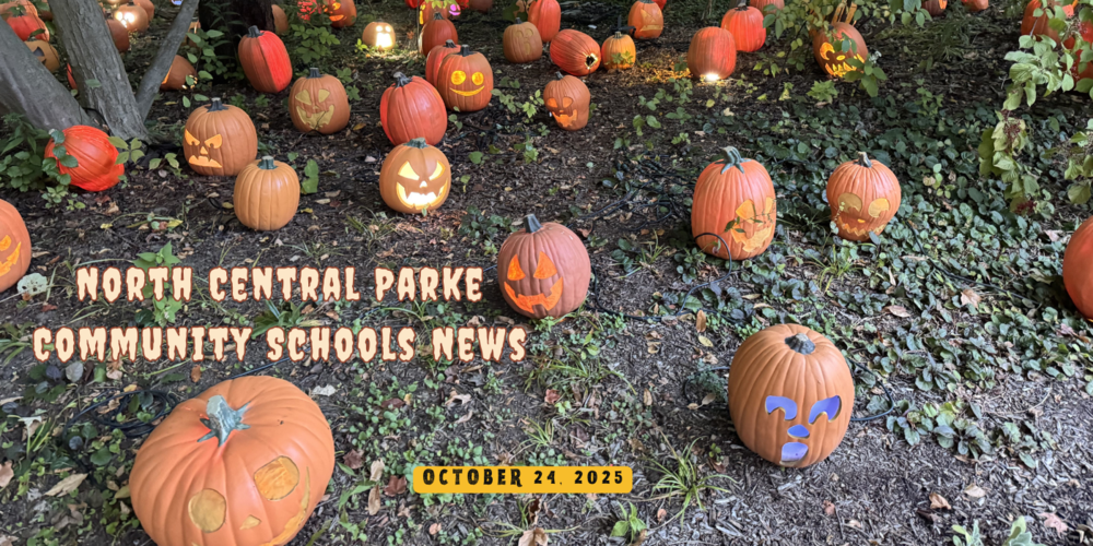 graphic with pumpkins and the words North Central Parke Community Schools News October 24, 2025