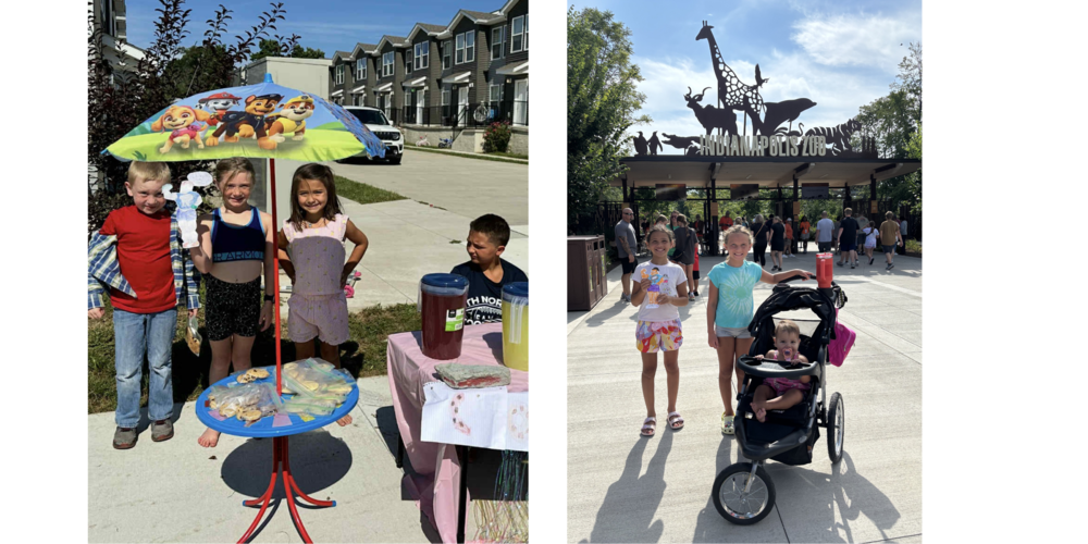 two photos of students holding their Roxman for their summer adventures