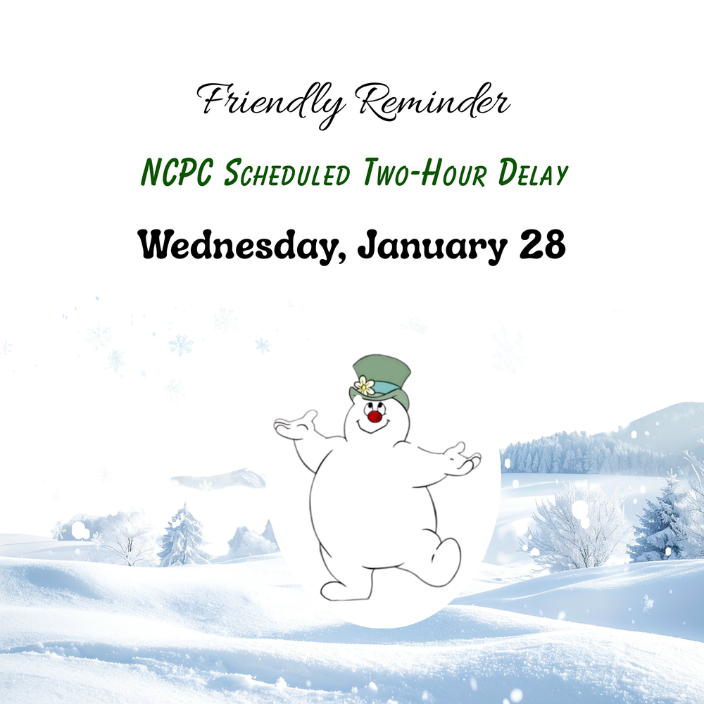 graphic with a snow scene and clipart of Frosty the snowman