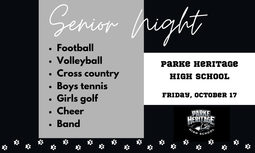 graphic for fall senior night- Friday, October 17