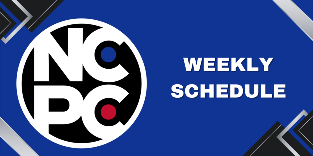 graphic with the NCPC logo and the words weekly schedule