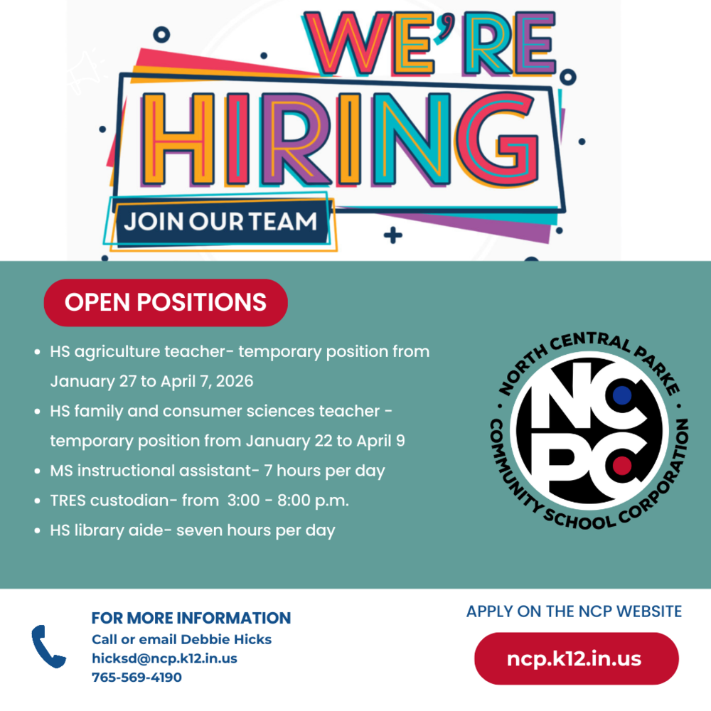 graphic with the NCPC logo and information for open job posistions