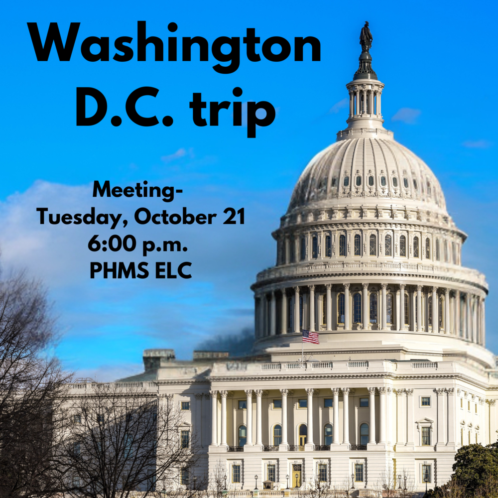 graphic with a photo of the Capitol building and information for a trip meeting on Tuesday, October 21