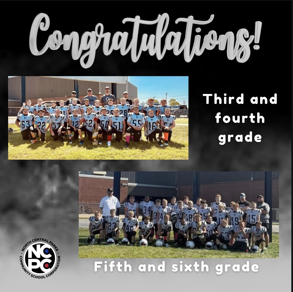 Graphic with two photos of youth football teams